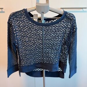 Abercrombie & Fitch Slate Blue Lace Knit Top